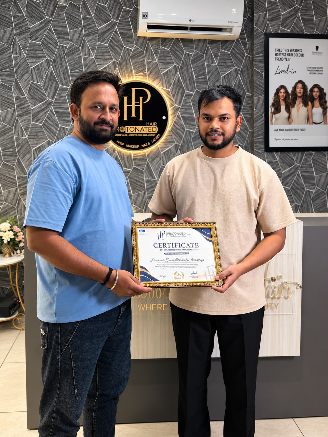 Jigs Salon certificate achievement
